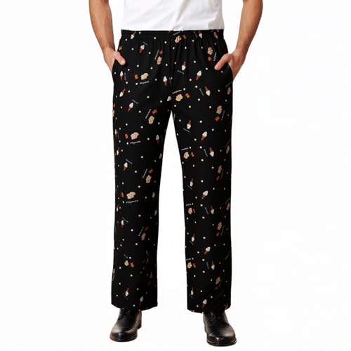 Pantalones de cocinero para hombre, cintura elástica, pantalones
