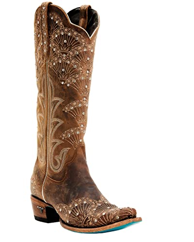 Lane Women's Boot Barn X Calypso Leather Western Bridal Snip Toe Caramel 7 1/2 M US