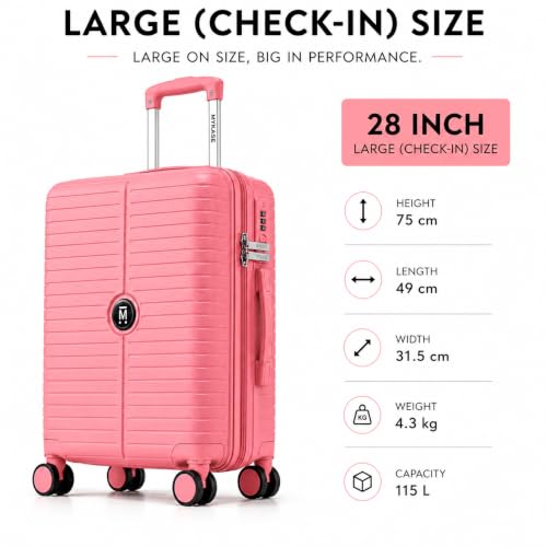 Image of Miami Series 8 Wheel 75 cm Check in Trolley Bag, 100% Virgin Polypropylene, 360o Spinner Strong & Durable Wheels, Anti-Theft Zippers, 3-Year Warranty, Large Size