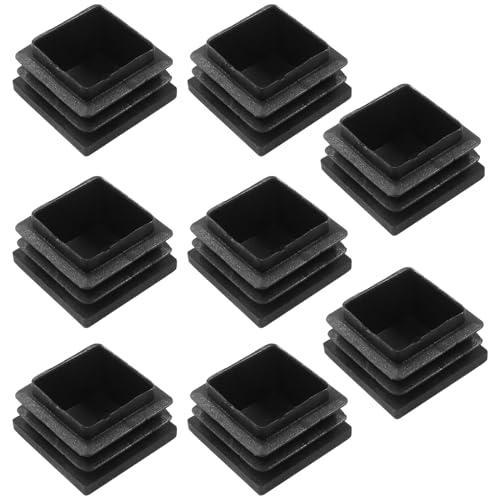 Image of Bonsicoky 1-1 /4 inch Square Plastic Plugs, Black, 8 Pack | Tubing End Caps, Insert for Square Tube, For Furniture Legs