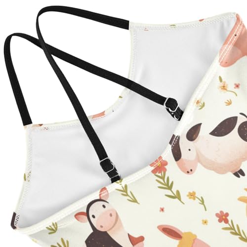 KLL Farm Animals Pattern Girls' 1-Piecing Swimsuit Summer Swimwear with Adjustable Straps Quick Dry4