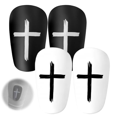 2 Pairs Mini Shin Guards Soccer Small Shin Pads with Cross Design Lightweight Low Profile Football Leg Protection for Kids Youth and Adults Streamlined Fit for Training Practice and Match Play