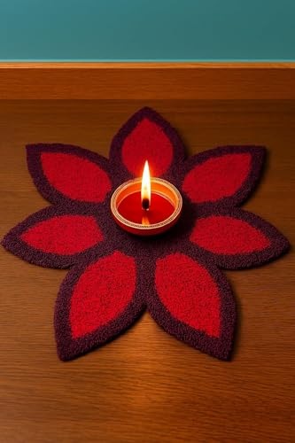 Image of Artificial Flower Petal Rangoli Mat, Dark Purple, 12 inch