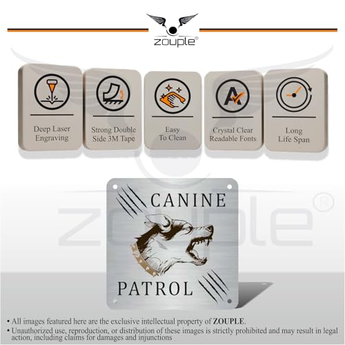 Image of Beware of Dog Sign, Dobermann, 8x8 Inch, Durable Steel, Dual Mount