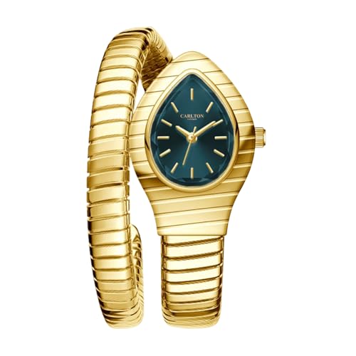 Image of Carlton London Embrace Analog Watch for Women, Snake Design Bracelet, 34.5 mm Dial, Quartz Movement, 30M Water Resistant