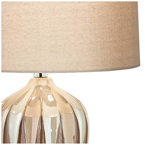 Lámpara de Mesa de Noche de Cerámica con Pantalla Beige 28.25" miniatura 3