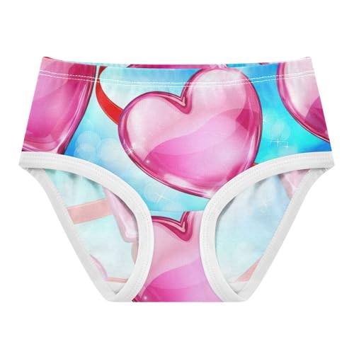 Glossy Pink Hearts Blue Toddler Girls Underwear 2t Cotton Girl Panties Cute Florals Briefs Undies Kids