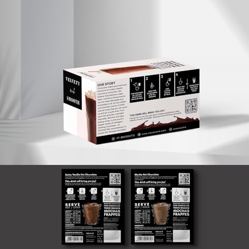 Image of COCOSUTRA Drinking Chocolate Mix | Swiss Vanilla & Mocha | 20 Single-Serve Sachets (20g Each) | Enjoy Hot or Cold | Ready in 2 Minutes | 400g