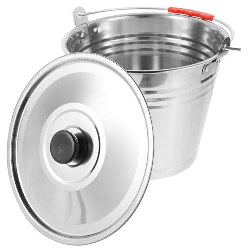 CONGARTENO Edelstahl Eimer mit Deckel und Griff Rostfrei Korrosionsbeständig Vielseitiger Aufbewahrungsbehälter für Wasser und Milch Spiegelglatte Oberfläche für Haushalt und Weidebetrieb