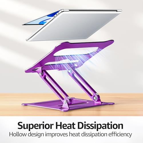 Image of Urmust Laptop Notebook Stand Holder Adjustable Laptop Stand Portable Computer Riser Compatible with MacBook Air Pro HP Dell XPS Lenovo All Laptops 10-15.6 inch(Purple)
