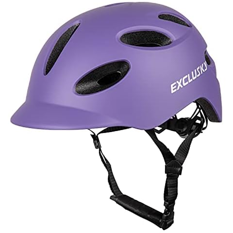 Exclusky Adult Bike Helmet with Rechargeable USB Safety Light for Urban Commuter CE Certified (purple) Cover