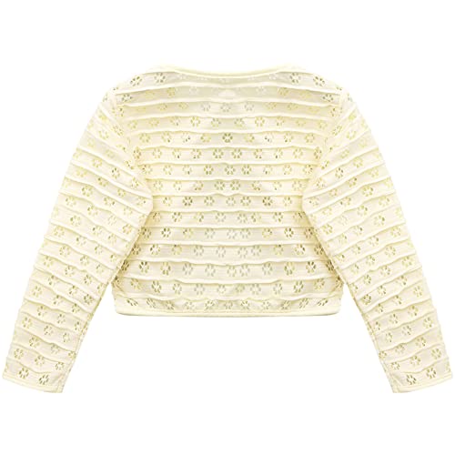 Little Girls Kids Floral Printed Knit Cardigan Long Sleeve One Button Closure Bolero Shrug Cover Up Yellow 11-12 Years4
