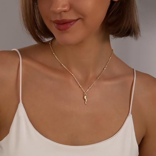Image of Gold Silver Necklace for Women, Dainty Cubic Zirconia Pendant