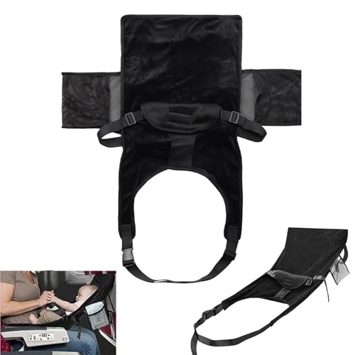 DSXVJHD Travel Airplane Bed for Toddler Portable Airplane Seat Extender Pedals Bed Footrest Hammock Kids Travel Leg Rest Essentials (Black-2)