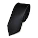 TigerTie schmale Satin Krawatte in black schwarz einfarbig uni