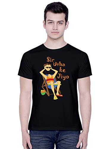 Image of CreativiT Graphic Printed T-Shirt for Unisex Chilled Out in Goa - Sir Utha Ke Jiyo Tshirt Tshirt | Casual Half Sleeve Round Neck T-Shirt | 100% Cotton | D00891-1