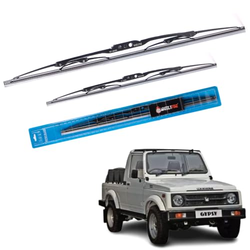 Image of Windshield Car Wiper Blades Metal Frame Water Repellant Cleaning Wiper Blades Refills Best for Maruti Gypsy (1985-2008) Dr 12 inch /Pa 12 inch