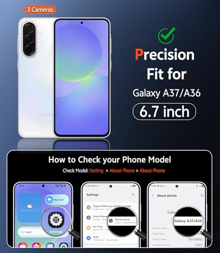 Image of FNTCASE for Samsung Galaxy A37-5G Case: Matte Translucent A36 Phone Cases with Screen Protector Lens Protection Compatible with Magsafe Rugged Protective Cell Cover (Frosted Black Magnetic)