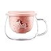 Ytong Store Tasse à Thé avec Infuseur et Couvercle 400 ML, Tasse de café Licorne avec Passoire, Verre Borosilicate, Magnifique Cadeau de Saint Valentin, Noël, Mariage, Couple ou Anniversaire