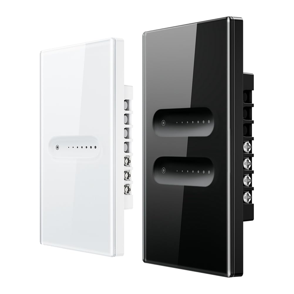 Breeshy Tuya WiFi Variador Inteligente Interruptor Regulador de Luz 2 Gangs Funciona con Home Interruptor de pared, C