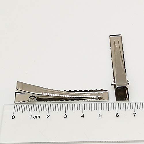 Chenkou Craft 50 unidades Pinzas para el cabello estilo cocodrilo color plateado 5.5 cm miniatura 3