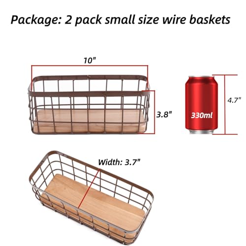 Dicunoy 2 Pack Small Wire Baskets, Narrow Rustic Storage Multipurpose Basket,Farmhouse Rectangle Bathroom Counter Organizer Tray for Kitchen Countertop, Pantry, RV,Office Decorative, 25.5 x 10 x 10cm - Cosy Home Interiors Dicunoy 2 Pack Small Wire Baskets, Narrow Rustic Storage Multipurpose Basket,Farmhouse Rectangle Bathroom Counter Organizer Tray for Kitchen Countertop, Pantry, RV,Office Decorative, 25.5 x 10 x 10cm - Image 2