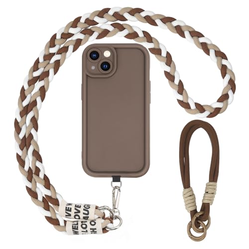 AICISINGN Handyhülle für iPhone 13 Hülle mit Band und Armband Handykette Schutzhülle mit Schnur Kordel zum Umhängen TPU Weiche Cover Case für iPhone 13 04