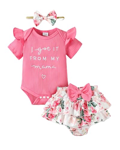 Image of Mioglrie Newborn Infant Baby Girl Clothes Romper Shorts Set Floral Summer Outfits Cute Baby Clothes Girl
