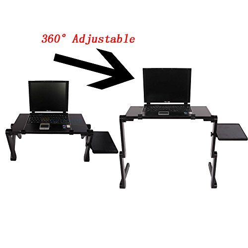 Notebook Computer Stand, Adjustable Aluminum Macbook Laptop Desk, Portable Home Use Executive Office Assembled Folding Table, Light Weight Ergonomic Tv Bed Lap Tray, Black #TOP5