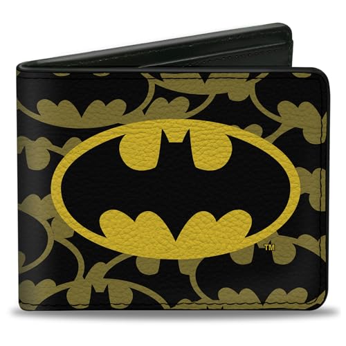 Buckle-Down DC Comics Wallet, Bifold, Batman Logo Centered Stacked Logos, Vegan Leather