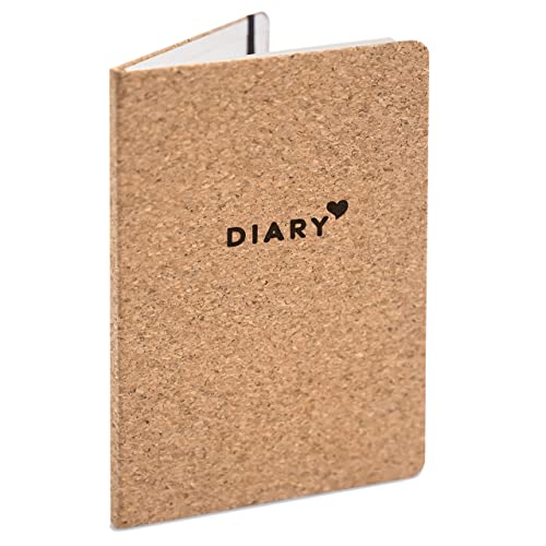 JUNOMI® Notizbuch "Diary" aus Kork A5 liniert | 160 Seiten Naturpapier | Mit Lesezeichen und Verschlussband | Hardover | Plastikfrei | Bullet Journal, Tagebuch, Notebook Cover