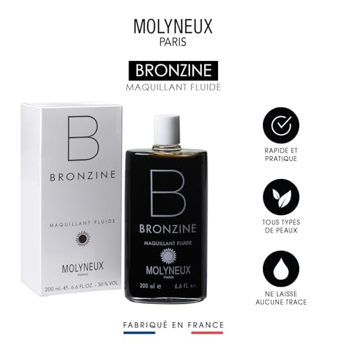MOLYNEUX Bronzine, Maquillaje fluido para el cuerpo, leche teñida para el cuerpo, autobronceador, fabricado en Francia, 200ml - Imagen 4