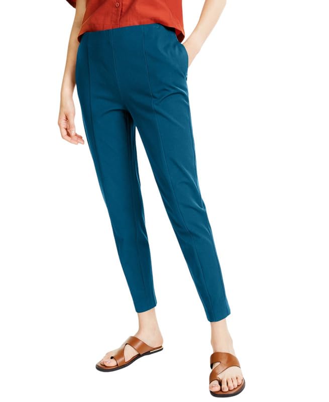 Alfani Womens Petite Seamed Slim Pants Baroque Teal 0P