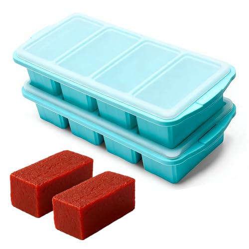 AFYRIANT Pack of 2 Souper Cubes Silicone Freezer Mould with Lid - 1-Cup Scoop for Soup Broth Sauce Ice Butter & Casseroles - BPA-Free Stackable Freezer Container for Meal Prep in Mint Green