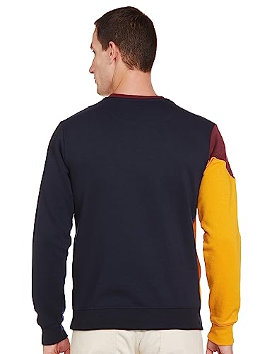Image of The Indian Garage Co Men Regular Fit Colourblocked Crew Neck Overhead Sweatshirt