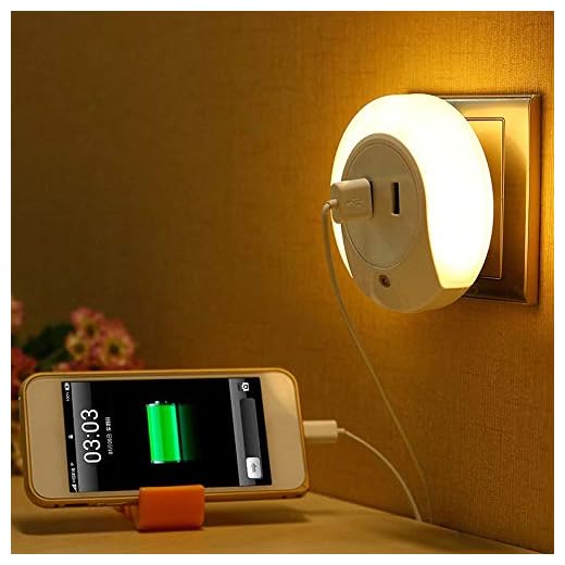 HOME CUBE 1 Pc Smart Control Sensor LED Night Light Bedroom Lamp with Dual USB Phone Charging Switch Socket (Warm White)