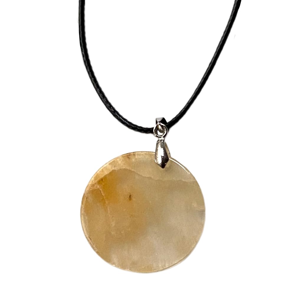 VIE Coin Pendant, Black Cord, Citrine