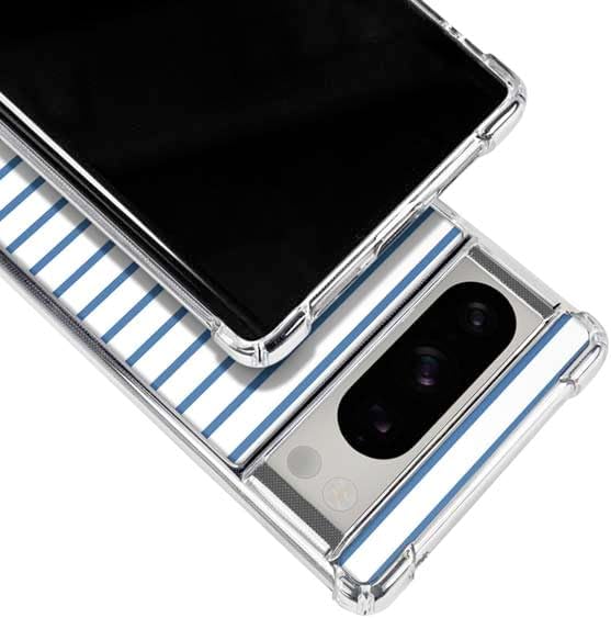 Skinit Clear Phone Case Compatible with Google Pixel 8 Pro - Blue and White Stripes Design