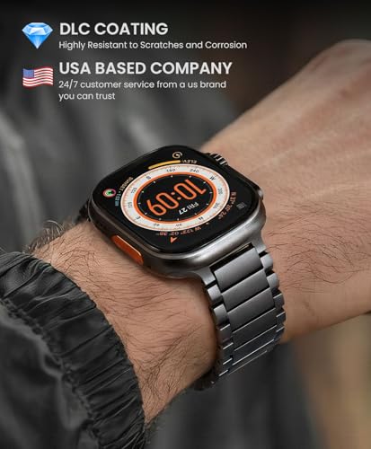 Image of Titanium Band for Apple Watch Ultra 3 /2 /1 49mm & Series 11 /10 46mm, Grade 5 Titanium Apple Watch Ultra Band for Men with Magnetic Clasp, Durable DLC Scratch Resistant Metal Ultra 3 Watch Band