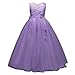 Produktbild Btruely Prinzessin Kleid Mädchen Brautjungfern Kleid Abendkleid Blumen Cocktailkleid Hochzeit Partykleid Tüll Festzug Kinder Spitze Kleid (150, Lila)