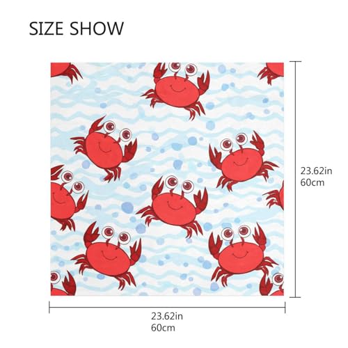 Cute Cartoon Crab Silk Like Head Scarf for Women,Soft Fashion Neck Scarf Square Satin Head Scarf 23.6 Inches2