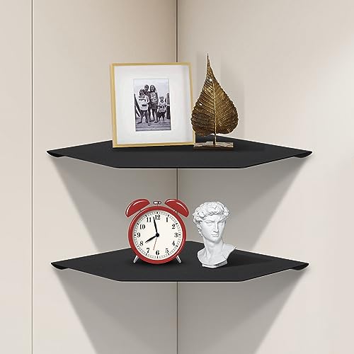 Bodkar Corner Shelf Wall Mount, Corner Floating Shelves,Black Metal Wall Corner Shelf Set Of 2 For Living Room thumb #1