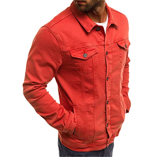 Veste en jean homme rouge pour un look streetwear branché en ville