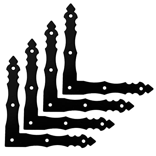 BRESKO Flachwinkel dekorativ Flachverbinder Eckwinkel Bauwinkel Fensterwinkel Möbelwinkel Schwarz Beschlag Verbinder (4 Stück, 100x100x15x2,0 mm) Cover