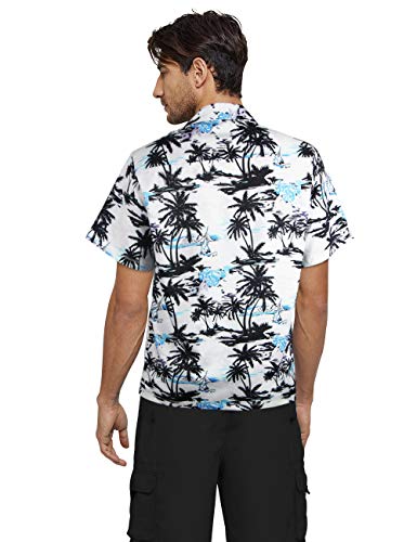 Milankerr Men's Hawaiian Shirt Short Sleeve Casual Button Down Beach Shirt (White, Mkys3039White_M) #TOP1