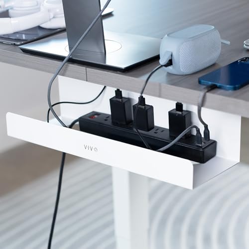 Image of VIVO Under Desk 17 inch Extra Deep Cable Management Tray, Power Strip Holder, Cord Organizer, Wire Tamer for Office and Home, White, DESK-AC16-1CW