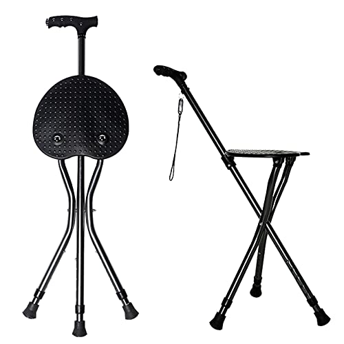 Image of Yayayo Hold 440 lbs Folding Canes with Seat Walking Stick Height Adjustment Cane Seat Capacity Frosted Handle with Magnetic Therapy Stone Crutches Stool