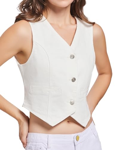 V VOCNI Womens Denim Vest Sleeveless Jean Vest Top Cropped Denim Tops Fashion Western Vest2
