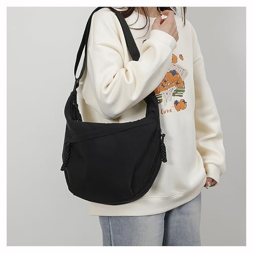 Image of Crescent Shoulder Bag Nylon Crossbody Bag for Women Nylon Hobo Bags Slouchy Sling Purse Dumpling Bags