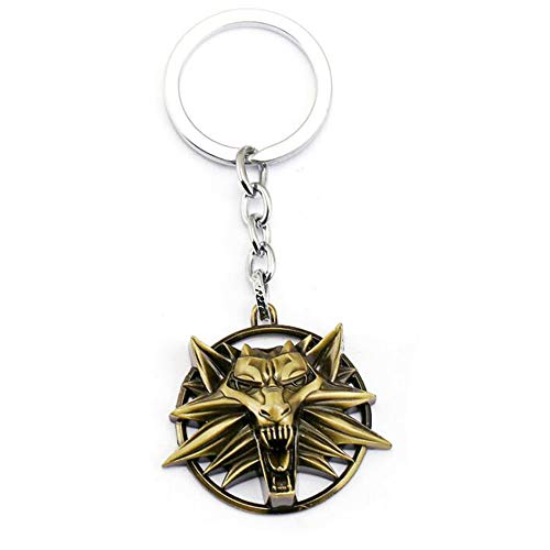 SUNSHINETEK Witcher Wolf Head Keyring Sign Pendentif (Bronze)